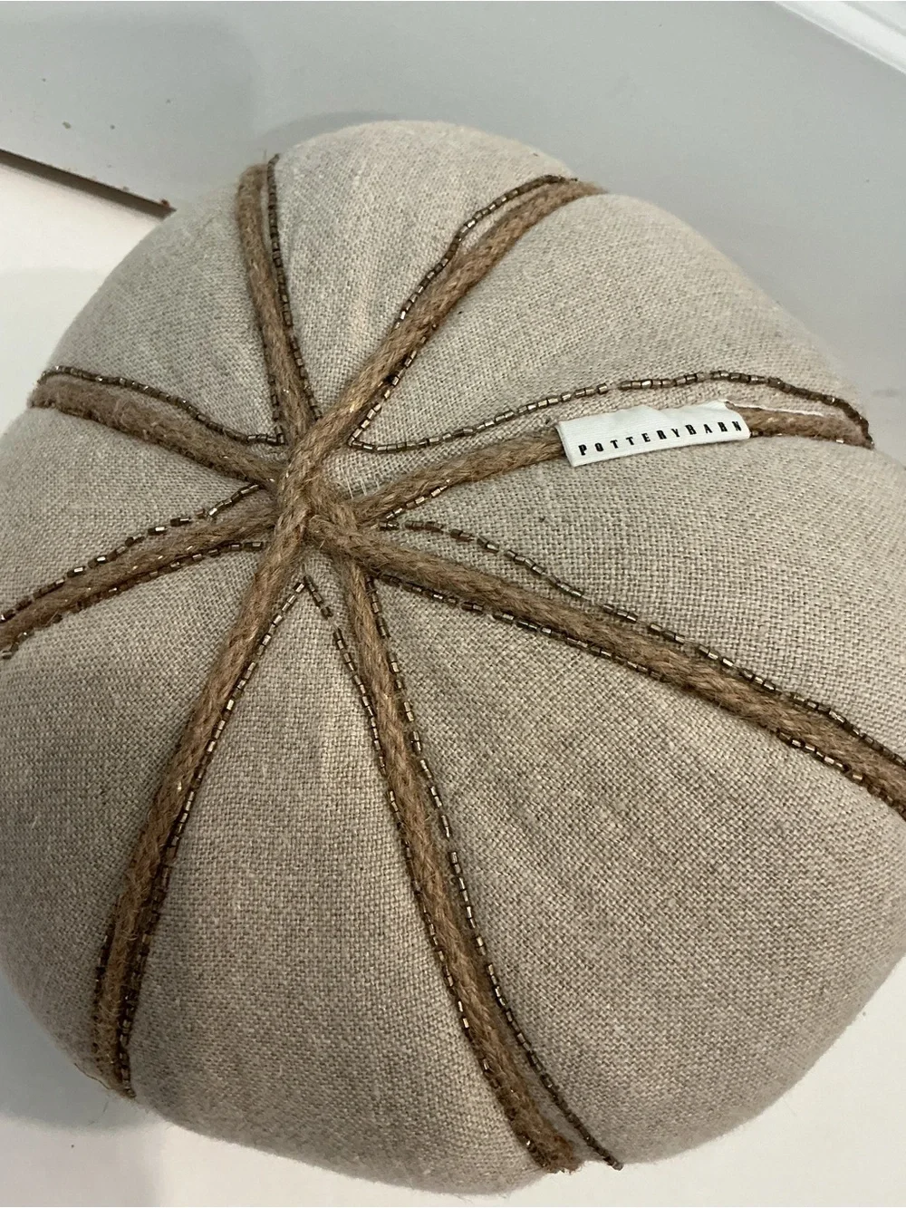 Pottery Barn Pumpkin Shape Linen Pillow